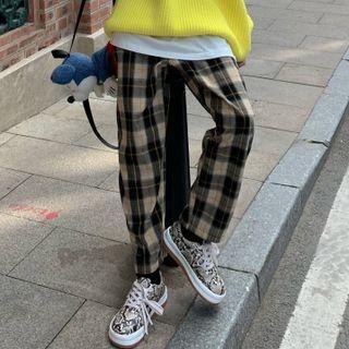 Plaid Harem Pants Plaid - Black & Beige - One Size