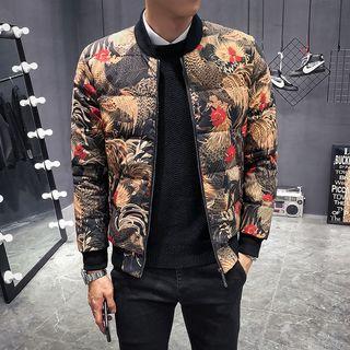 Chicken Print Padded Zip Jacket