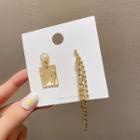 Non-matching Faux Pearl Alloy Dangle Earring 1 Pair - E2765 - Gold - One Size