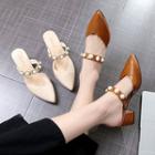 Beaded Strap Mid-heel Sandals