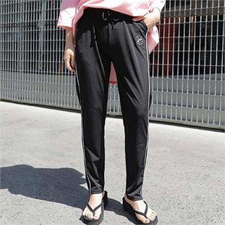 Contrast-trim Cat-appliqu  Sweatpants