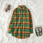 Long-sleeve Check Loose-fit Shirt Shirt - One Size
