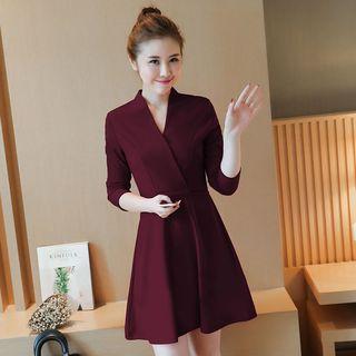 V-neck Long-sleeve A-line Party Dress