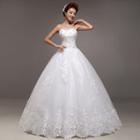 Lace Panel Strapless Wedding Ball Gown