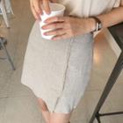 Fringed-edge Wrap Miniskirt