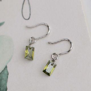 Rectangle Rhinestone Sterling Silver Dangle Earring