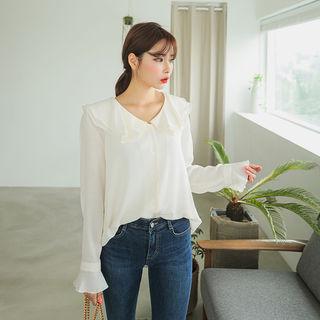 Capelet Ruffle-detail Blouse