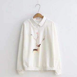 Pom Pom Deer Print Pullover