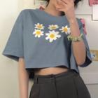 Floral Short-sleeve Crop T-shirt