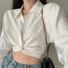 Wrap Crop Shirt White - One Size