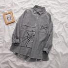 Cat Pinstriped Shirt Gray - One Size