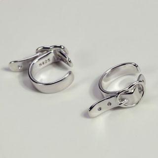 925 Silver Buckled Earrings / Clip On Earring
