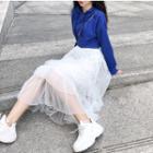 Cropped Hoodie / Maxi Tiered Skirt