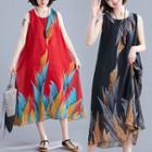 Printed Sleeveless Midi A-line Chiffon Dress