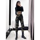 Camo Cargo Jogger Pants With Suspender