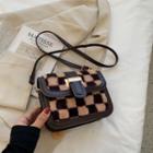 Checkerboard Fleece Flap Crossbody Bag