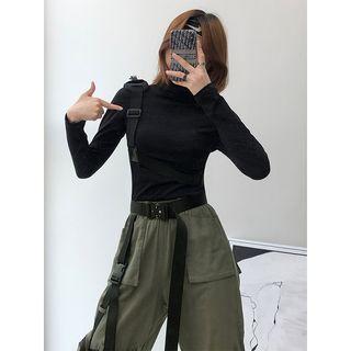 Buckled-accent High-neck T-shirt