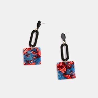 Acetate Square Drop Earring 1 Pair - As Shown In Figure - One Size