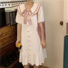 Layered Collar Ruffle Hem Short-sleeve Dress