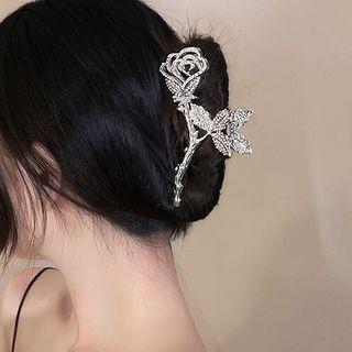 Rose Rhinestone Faux Pearl Hair Clamp