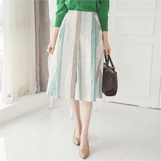 Band-waist A-line Stripe Skirt