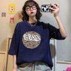 Short Sleeve Leopard Printed T-shirt