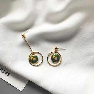 Non-matching Glaze Dangle Earring 1 Pair - S925silver Earrings - One Size