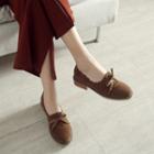 Faux Suede Scallop Trim Low-heel Loafers