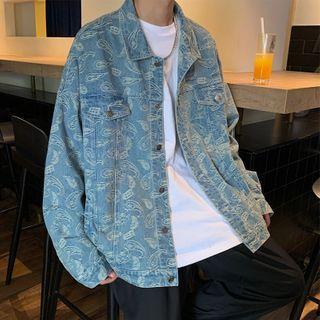 Paisley Print Denim Button-up Jacket