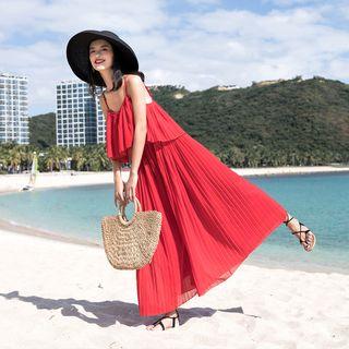 Spaghetti Strap Open-back Wide-leg Jumpsuit