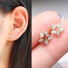 925 Sterling Silver Star Accent Stud Earring 1 Pair - 925 Silver - Earrings - Star - One Size