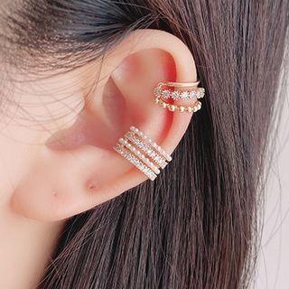 Faux Crystal / Faux Pearl Layered Cuff Earring