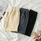 Plain Slit-side Knit Pencil Skirt