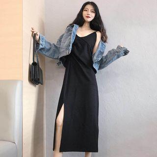 Spaghetti Strap Midi Dress Black - One Size