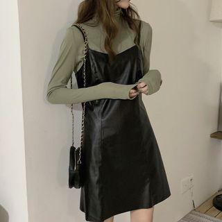 Strappy A-line Dress / Turtleneck Long-sleeve T-shirt