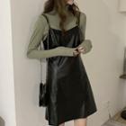 Strappy A-line Dress / Turtleneck Long-sleeve T-shirt