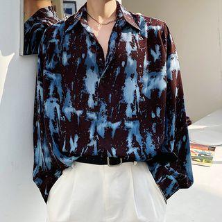 Long-sleeve Tie-dye Print Shirt