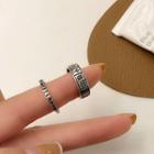 Set Of 2: Mahjong Alloy Ring + Coin Alloy Ring Set Of 2 - Silver - One Size