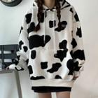 Milk Cow Print Hoodie White - One Size