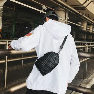Woven Faux Leather Sling Bag Black - One Size