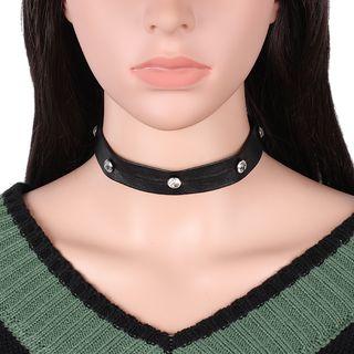 Rhinestone Choker Black - One Size