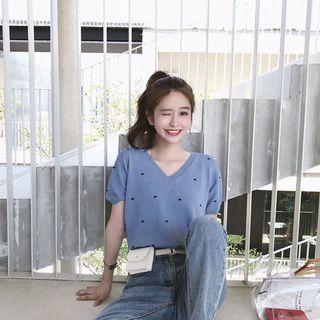 Dotted Short Sleeve Knit T-shirt