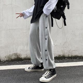 Snap Button Side Split Sweatpants