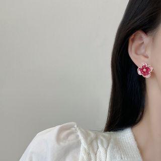 Flower Rhinestone Earring E4698 - 1 Pair - Gold - One Size