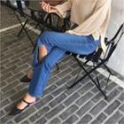 Slit-side Straight-cut Jeans