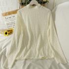 Mock-neck Slim-fit Lace Blouse