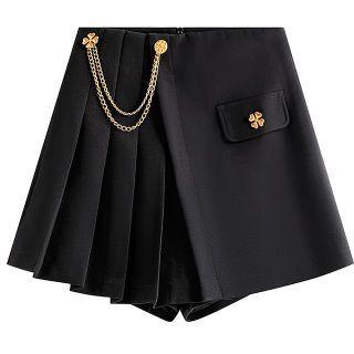 High Waist Pleated Mini A-line Skort
