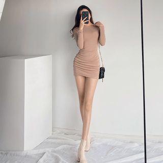 Ruched Long-sleeve Mini Dress