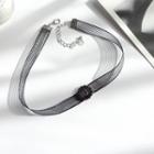 Rhinestone Striped Choker Black - One Size