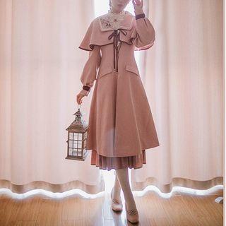 Floral Embroidered Toggle-front Long Coat